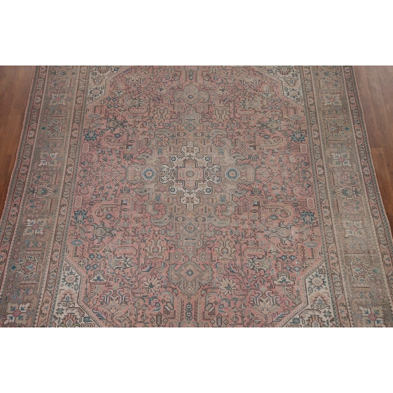 Hand Knotted Oriental 100% Wool Carpet Traditional Medallion Pink Tabriz Area Rug - 10' 10'' X 7' 10''