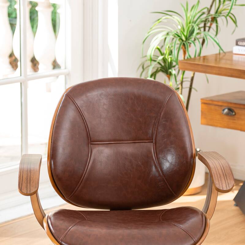 Glitzhome Modern Ergonomic Faux Leather Gaslift Adjustable Swivel Office Task Chair