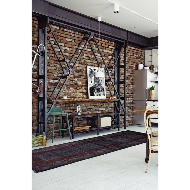 ECARPETGALLERY Hand-knotted Color Transition Charcoal Wool Rug - 2'9 x 10'5