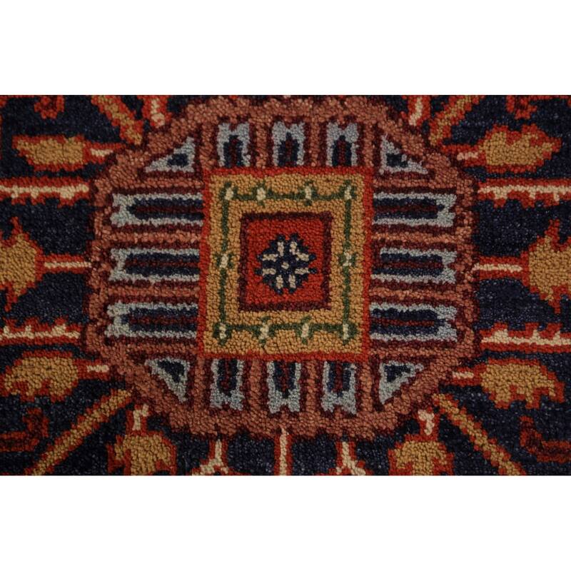 Orange Medallion Heriz Serapi Indian Area Rug Hand-Knotted Wool Carpet - 8'11"x 11'9"