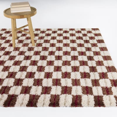 Bateman Modern Checkered Shag Area Rug