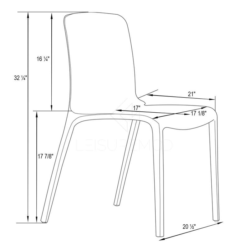 Stackable Acrylic Dining Chair Modern Full Back Transparent Accent Side Chair - Height 32.25", Width 20.5", Depth 21".