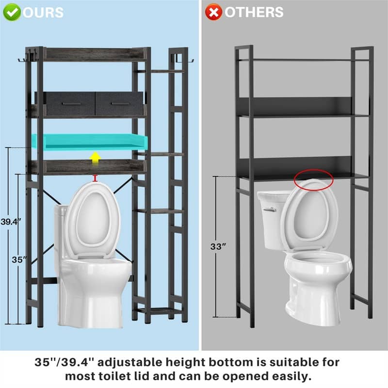 Over The Toilet Storage Cabinet - 9.4"D x 31.1"W x 63.4"H
