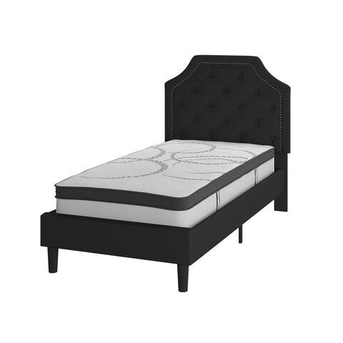 Brighton Twin Size Platform Bed in Black Fabric Spring Mattress