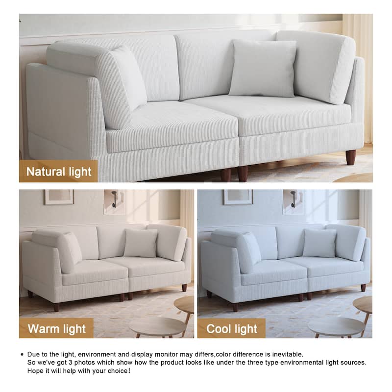 Corduroy Modular Sectional Sofa Set With Pillows