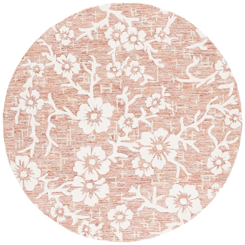 SAFAVIEH Handmade Glamour Zaruhi Modern & Contemporary Viscose Rug - 6' Round - Rust/Ivory