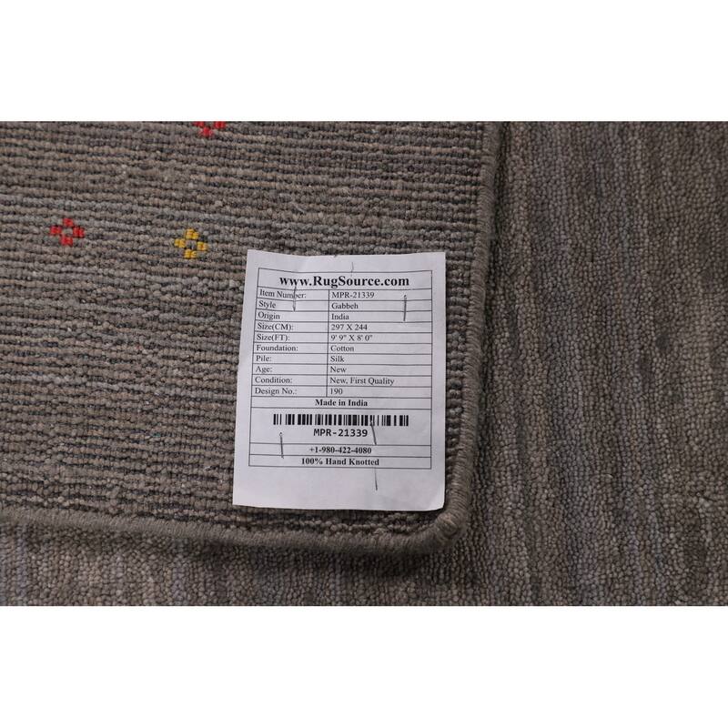 Earth Tone Gabbeh Indian Area Rug Silk Carpet - 8'0" X 9'9"