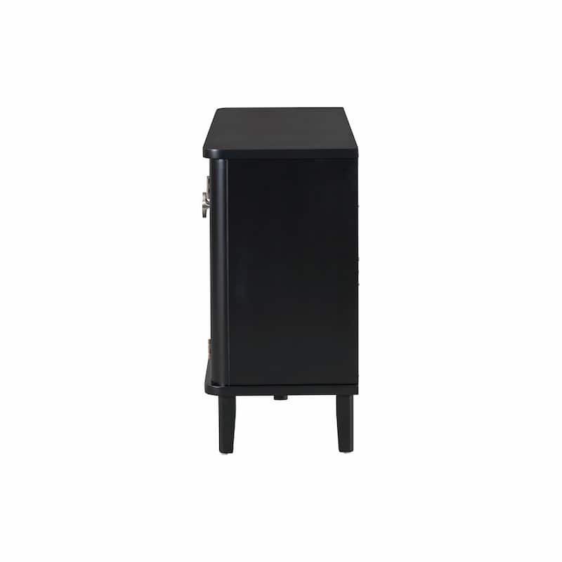 Fraxinus Mandschurica Cabinet with Three Acacia Solid Doors, Adjustable Shelves