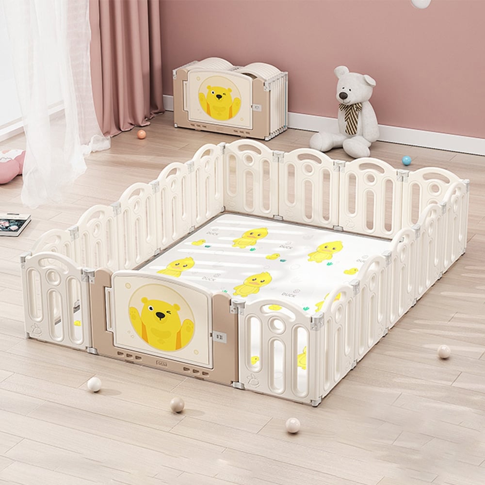 Foldable Playpen Baby Safety Play Yard With Fence and Play mat