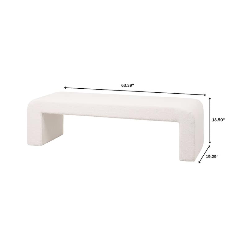 LeisureMod Vint 63" Wide Upholstered Rectangular Accent Bench in Boucle/Velvet for Living Room Bedroom Home Office