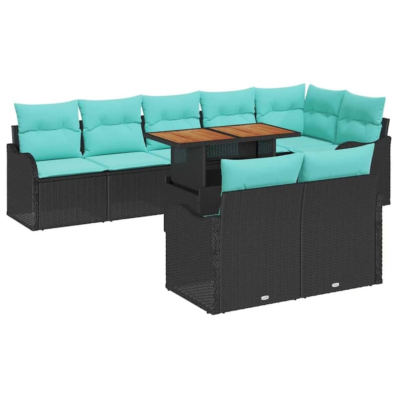 vidaXL 9 Piece Garden Sofa Set with Cushions - 113.2×48.2×27.2