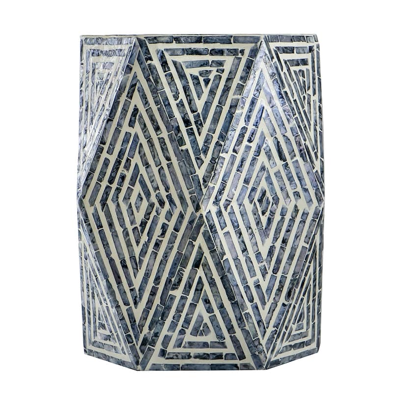 GDFStudio - Olivia Modern Cylindrical Garden Capiz Stool & Accent Side Table