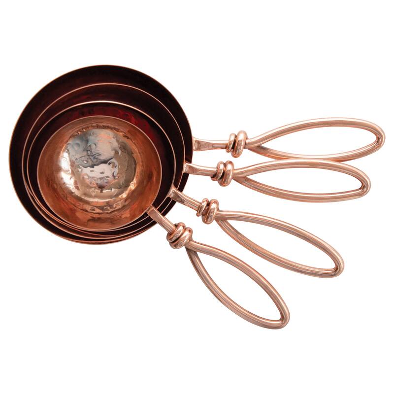 Hammered Stainless Steel Scoops with Leather Tie (Set of 4 Sizes)