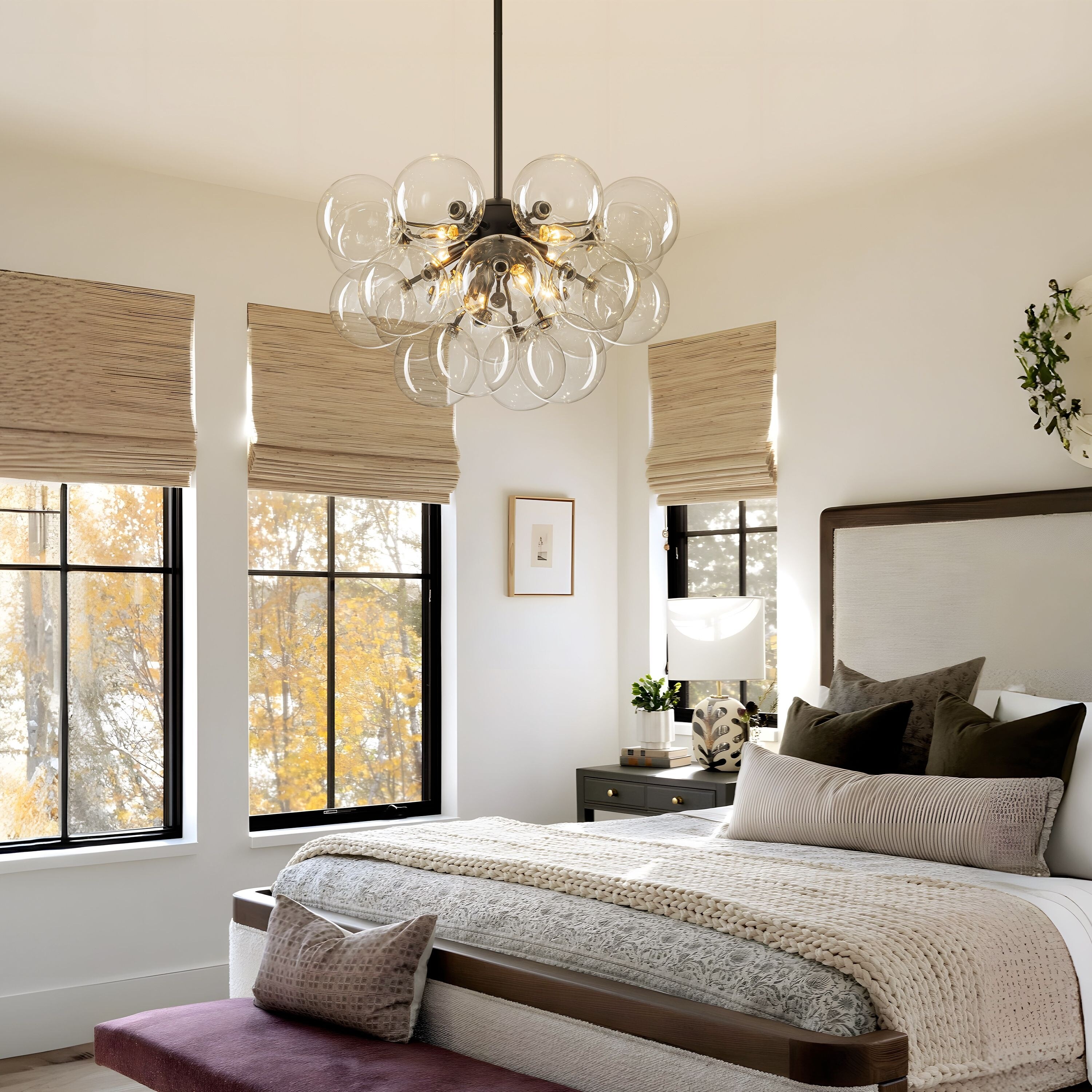 Starsky 8‑Light Linear Chandelier with Clear Glass Globes - Black