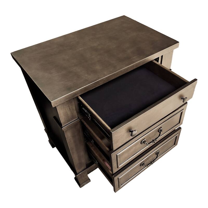 Furniture of America Quinlan Dark Walnut Wood 3-Drawer Nightstand