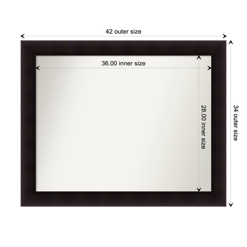 Portico Espresso Framed Non-Beveled Custom Wall Mirror, Bathroom Vanity Mirror - Outer Size: 41.75 x 33.75