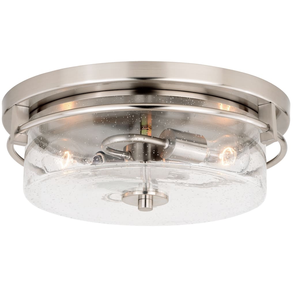 Flush Mount Ceiling Light - Satin Nickel Finish, Clear Glass Shade - Modern Interior Lighting - 5.5