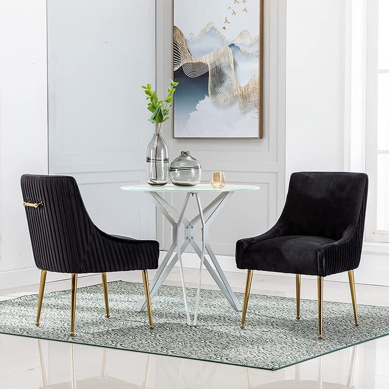 SEYNAR Modern Glam Velvet Dining Chair Set of 8 for Dining Room, Tufted Vanity Chair for Living Room (no table)