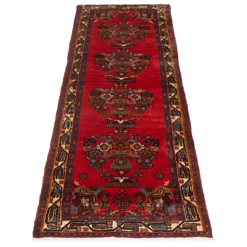 ECARPETGALLERY Hand-knotted Andelz Red Wool Rug - 3'0 x 9'2