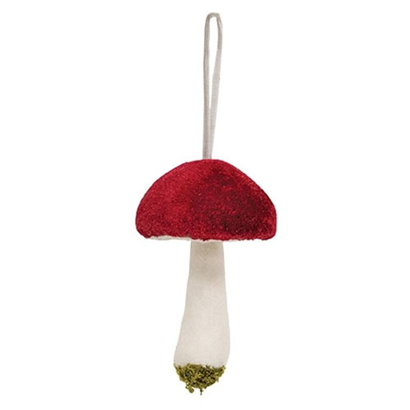 Velvet Mushroom Ornaments Christmas Decor 3 Asstd - 4.5" x 2.5"