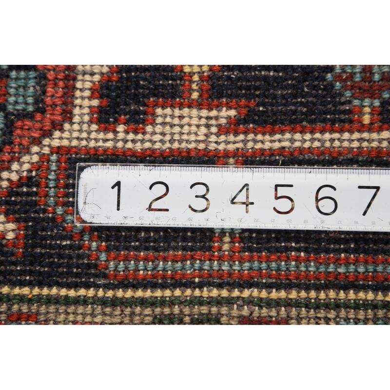 Geometric Heriz Serapi Indian Area Rug Hand-Knotted Wool Carpet - 8'11"x 11'7"