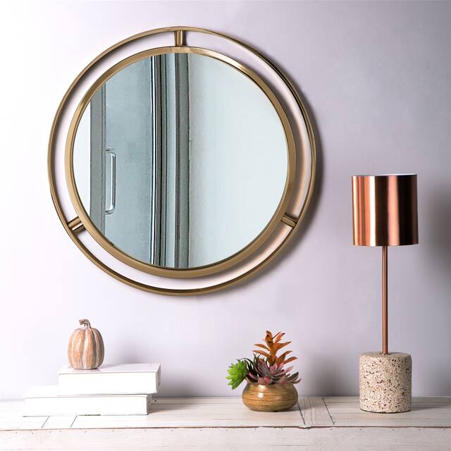 Glitzhome Oversized Iron-framed Round Wall Mirror