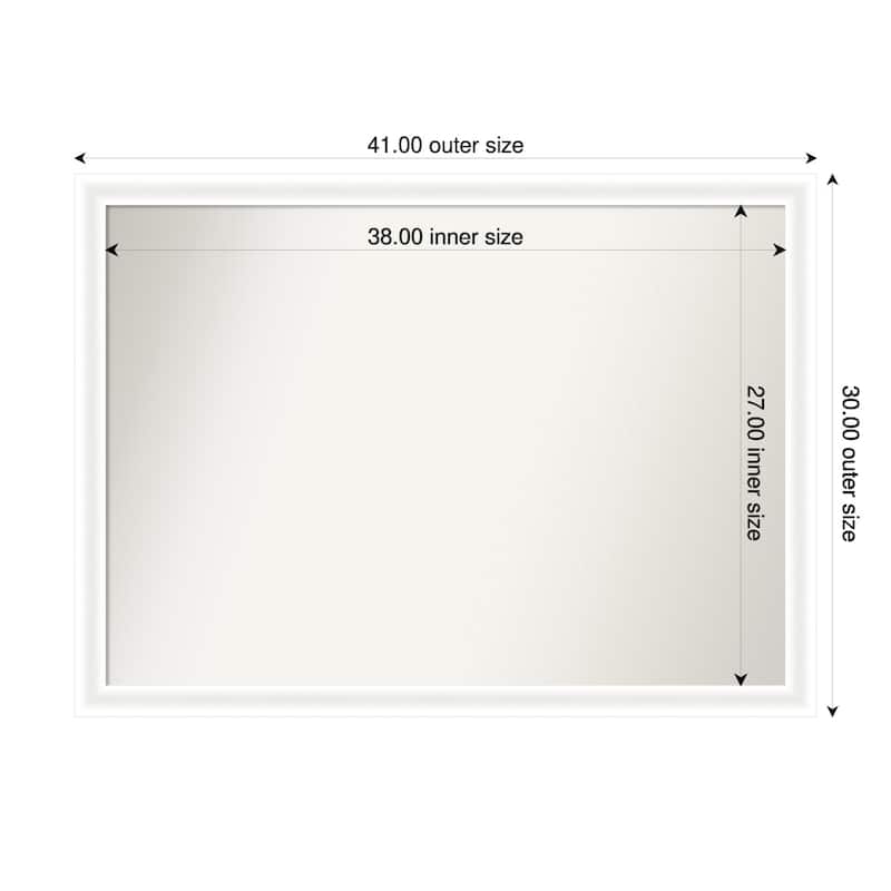 Oliver Narrow Non-Beveled Wood Framed Wall Mirror - 41 x 30 in - Oliver White Narrow