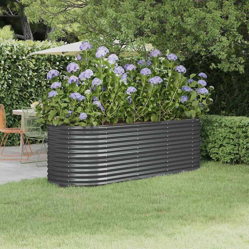 vidaXL Raised Garden Bed Raised Flower Bed Galvanized Steel Outdoor Planter - 88.2"x31.5"x26.8" - Anthracite