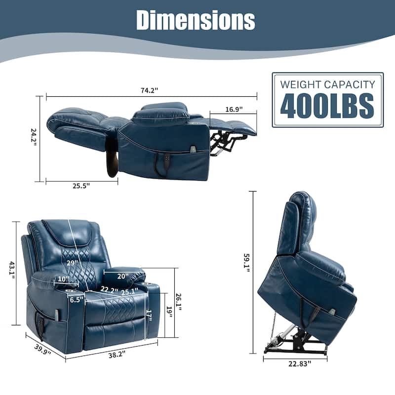 Upgraded Flagship Dual Motor Independent Control Oversized 180° Lay Flat Power Lift Recliner Chair