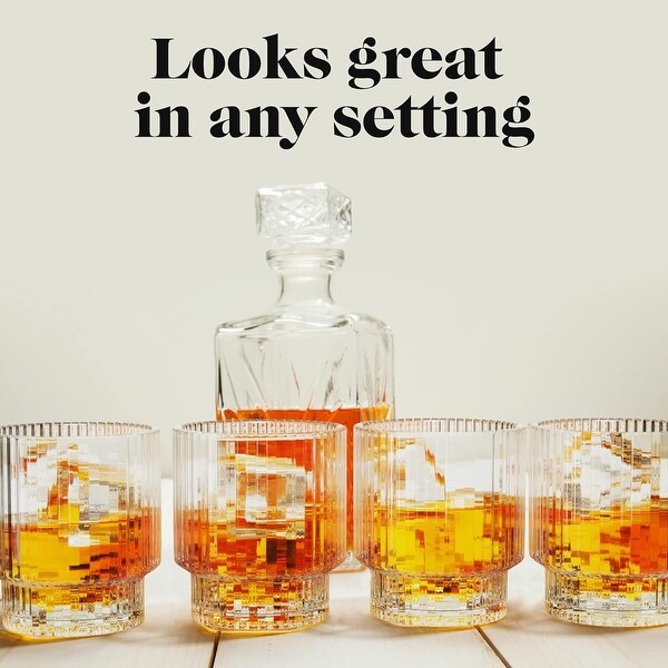 American Atelier Vintage Art Deco Fluted Drinking Glasses Set of 4