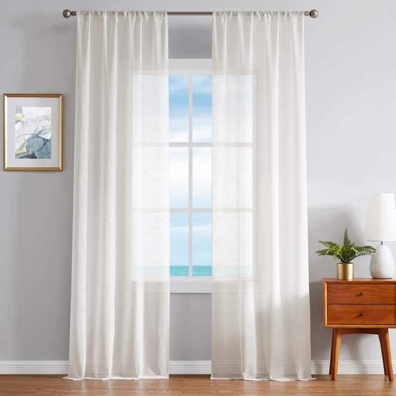 Nautica Erasmus Sheer Rod Pocket Window Curtain Panel Pair