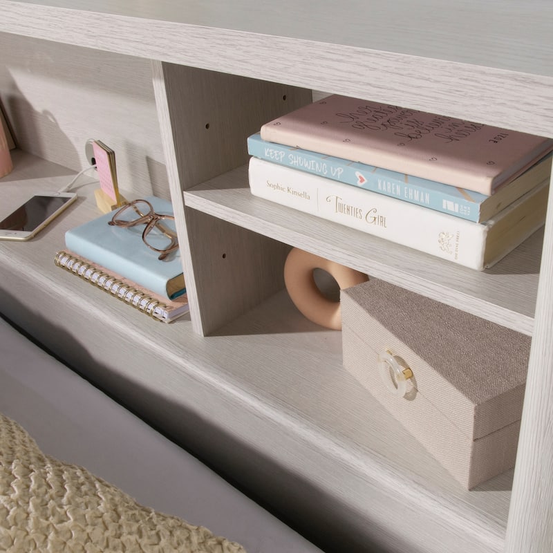 Engineered Wood Vintage Full/Queen Bookcase Headboard with Spacious Storage Cubby