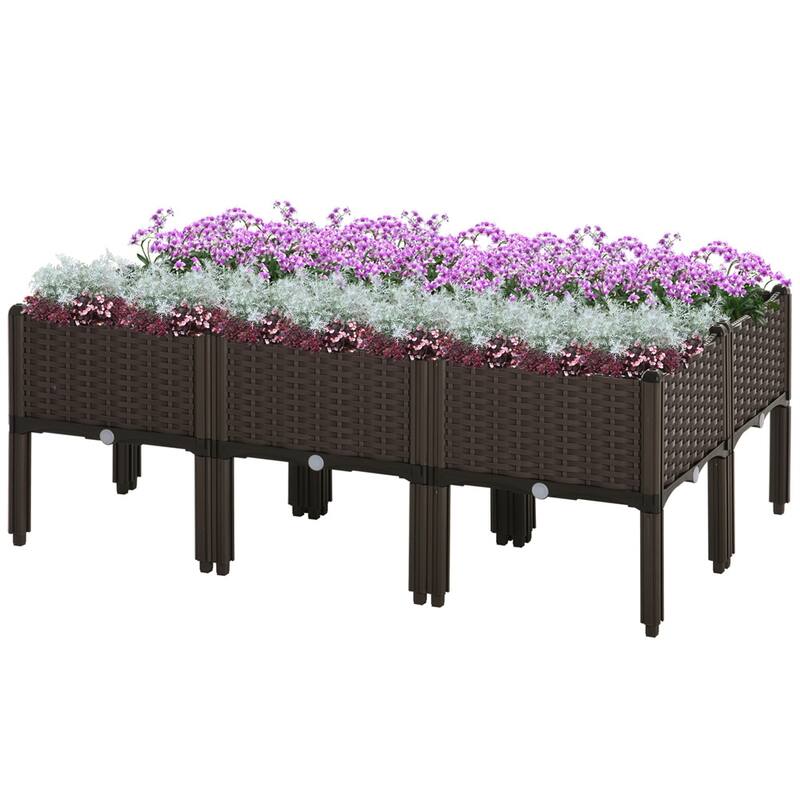 Set of 6 Elevated Garden Beds Polypropylene Raised Planter Boxes for Vegetables Herbs and Flowers