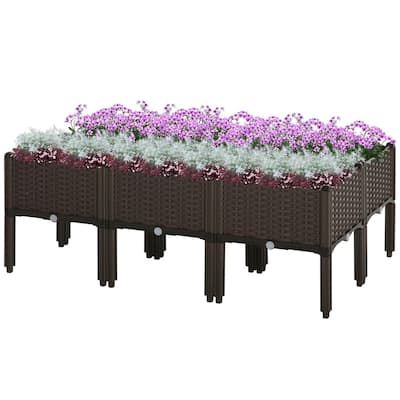 Set of 6 Elevated Garden Beds Polypropylene Raised Planter Boxes for Vegetables Herbs and Flowers
