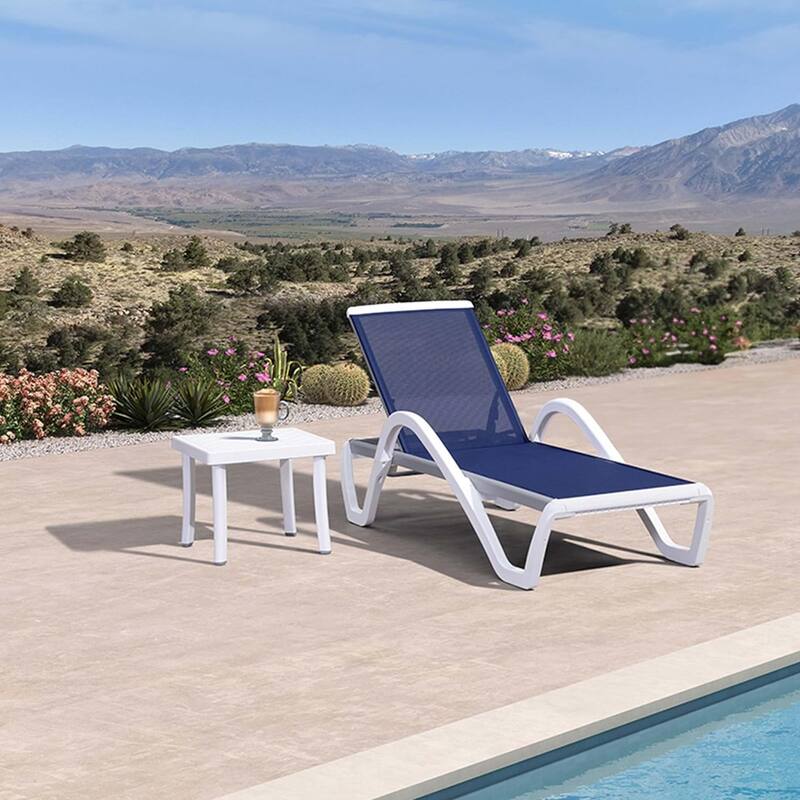 PURPLE LEAF Patio Chaise Lounge Chair Outdoor Plastic Textilene Lounger with 6 Adjustable Position for Outside Lawn Poolside