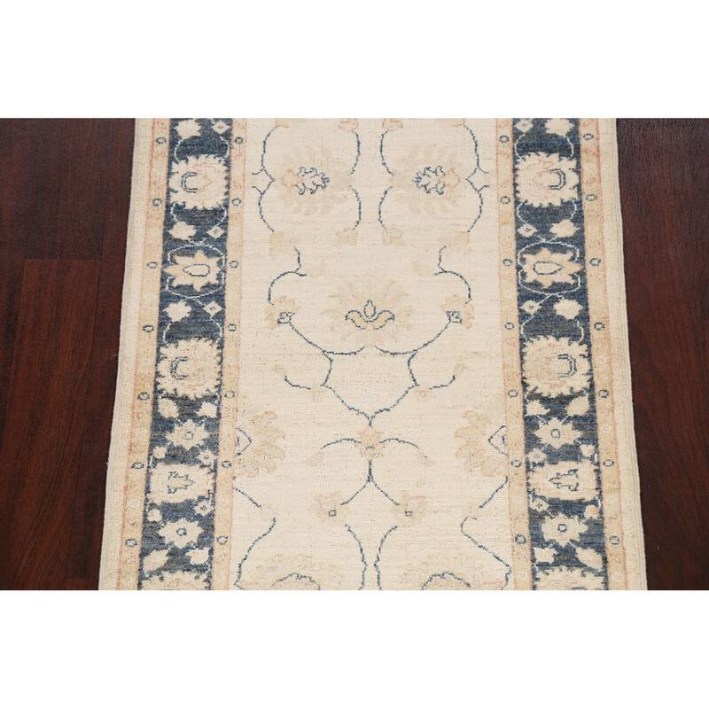 Vegetable Dye Peshawar Chobi Oriental Runner Rug Wool Hand-knotted - 2'8" x 11'6"