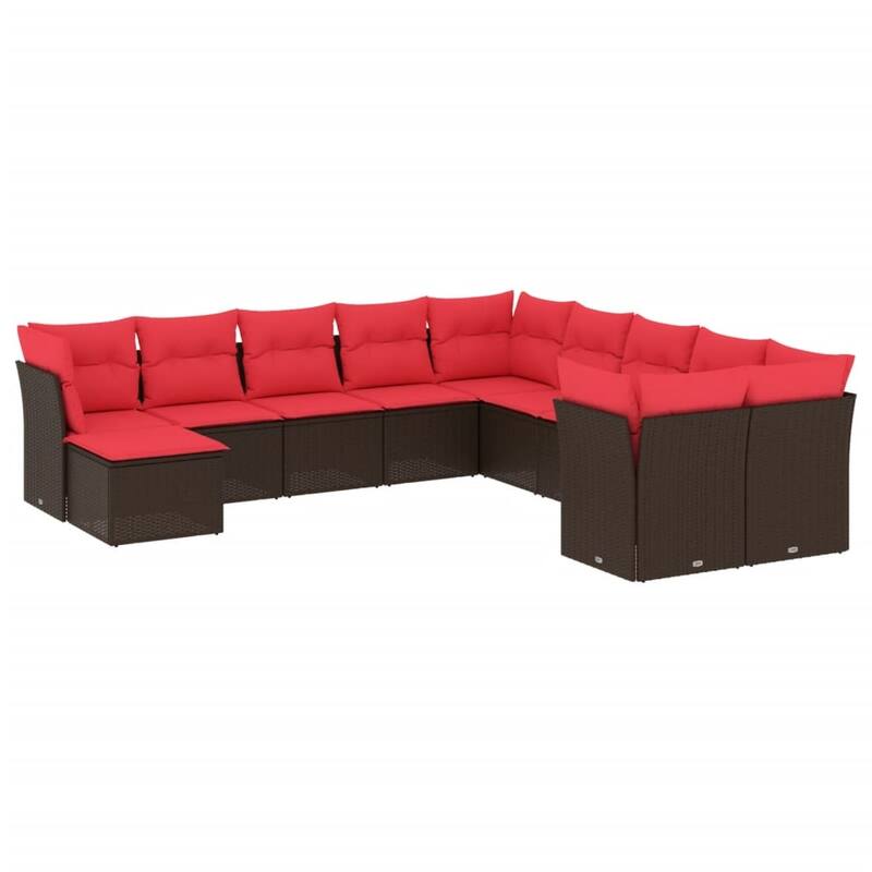 vidaXL Patio Sofa Set with Cushions Outdoor Conversation Furniture Poly Rattan - 24.4" x 24.4" x 27.2"