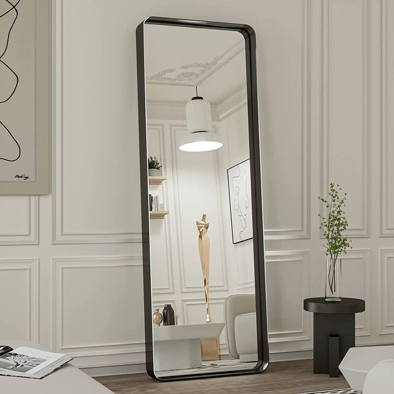TETOTE Modern Metal Frame Wall Mounted Bathroom Vanity Mirror - 65x22 - Black