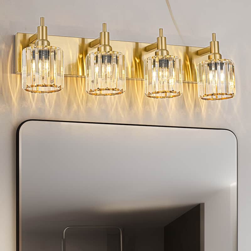 3/4/5-Light Modern Glam Dimmable Cylinder Crystal Wall Light Bathroom Vanity Light