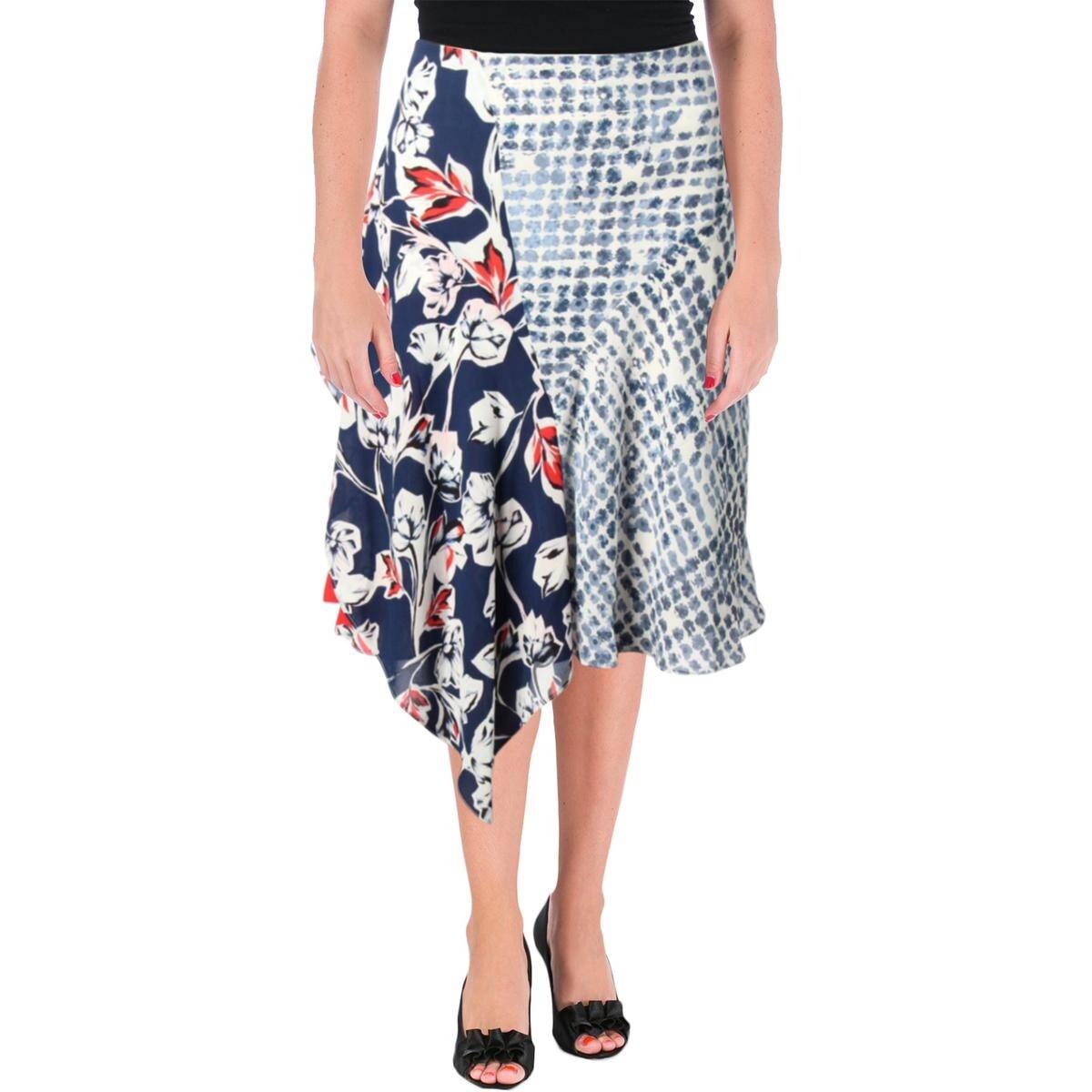 Shop Ivanka Trump Womens Asymmetrical Skirt Printed Layered Overstock 23577700