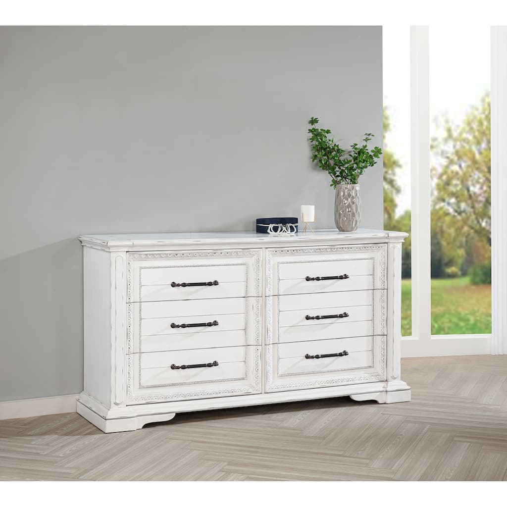 McKinney 6-drawer Bedroom Dresser with Mirror Vintage White