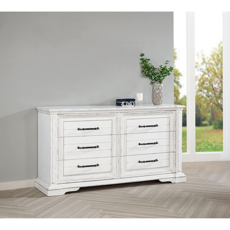 McKinney 6-drawer Bedroom Dresser with Mirror Vintage White