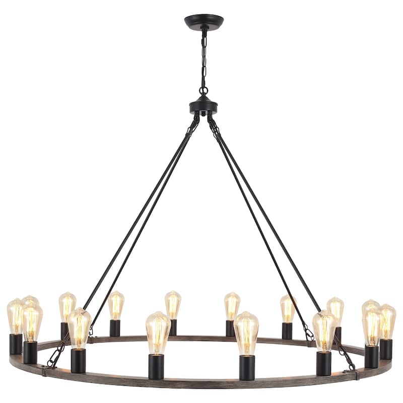 16-Light Farmhouse Chandelier , 47.24 In Wagon Wheel Chandelier for Dining Room Living Room Bedroom Kitchen