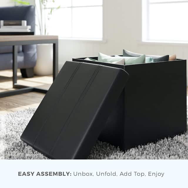 Brookside Foldable Storage Ottoman with Channel Tufting