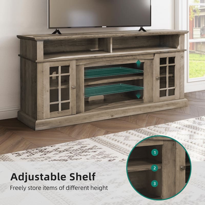 58"W Retro TV Stand & Entertainment Center,TV Cabinet,TV up to 60" - 58.25"W*15.75"D*32"H