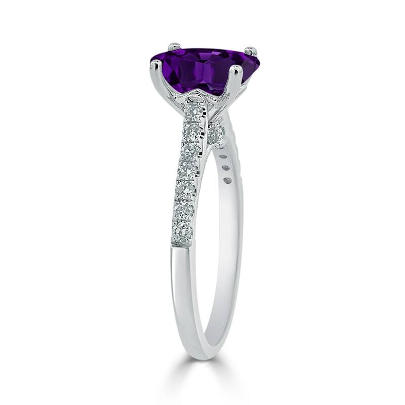 Auriya 9/10ct Fancy Oval Purple Amethyst and Diamond Engagement Ring 1/4ctw 14k Gold
