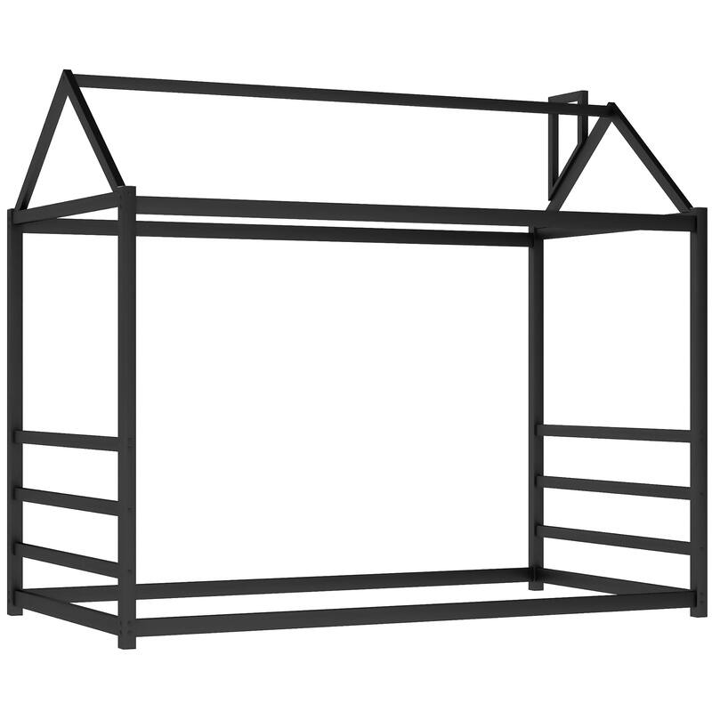 Metal Twin Size House Bed with Chimney, Easy Assembly