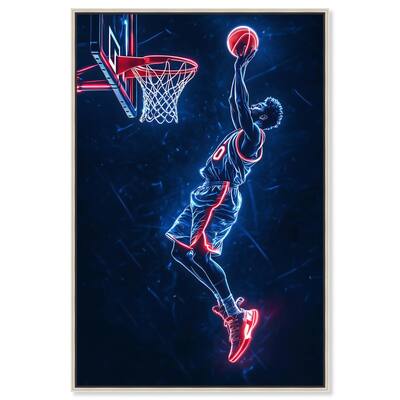 Shoot Some Hoops Neon Canvas by Art Remedy