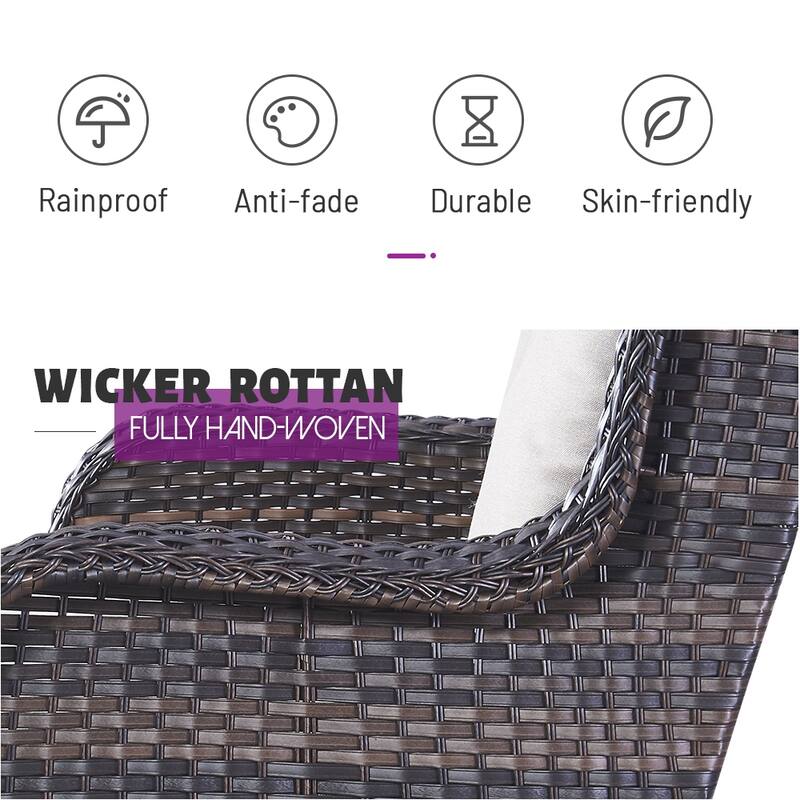 Gymojoy 5-Piece Outdoor Wicker Patio Furniture with 3 Seat Sofa, Rattan Coversation Set with Water Resistant Thick Cushions