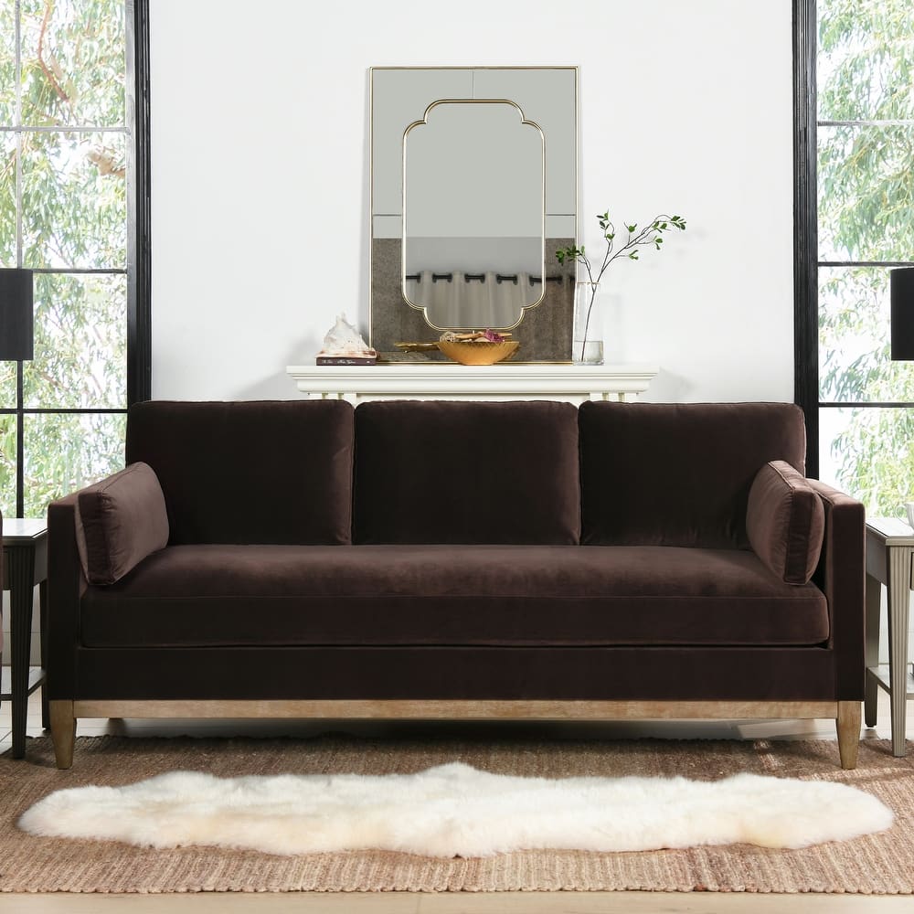 Knox 84" Modern Farmhouse Velvet Track Arm Sofa